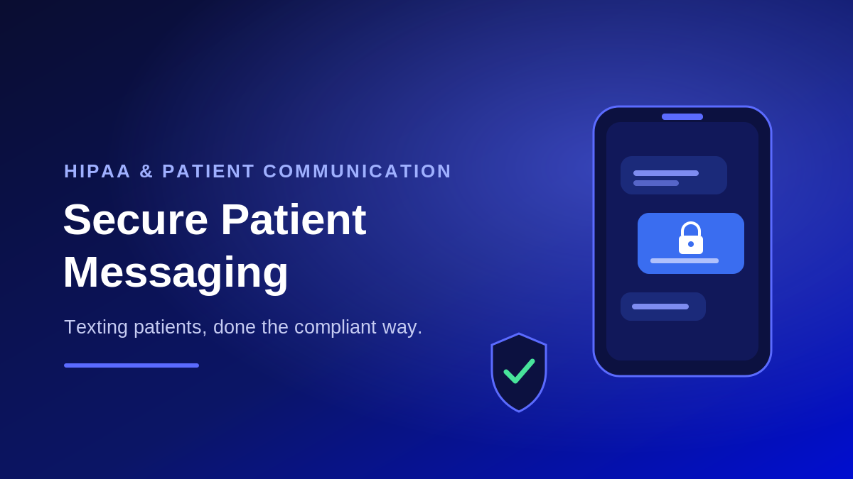 Secure patient messaging on a smartphone with a lock icon, representing HIPAA-compliant texting for medical practices