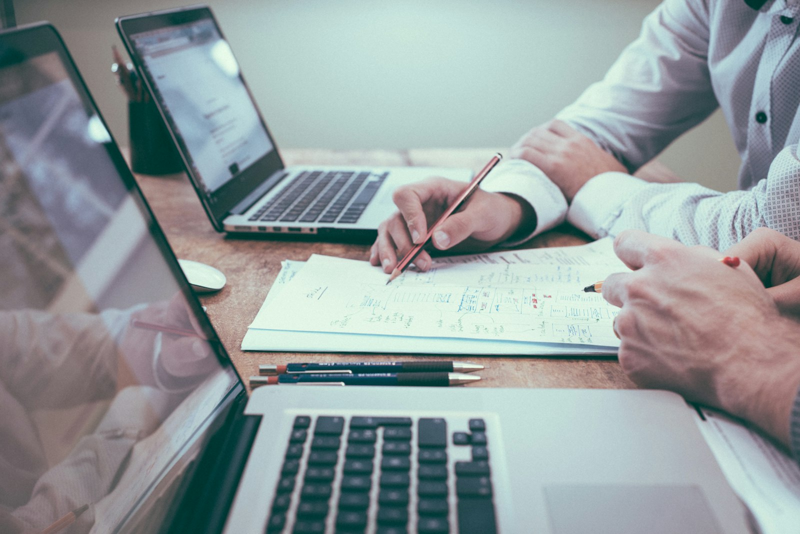Business analyst working on a continuity planning spreadsheet