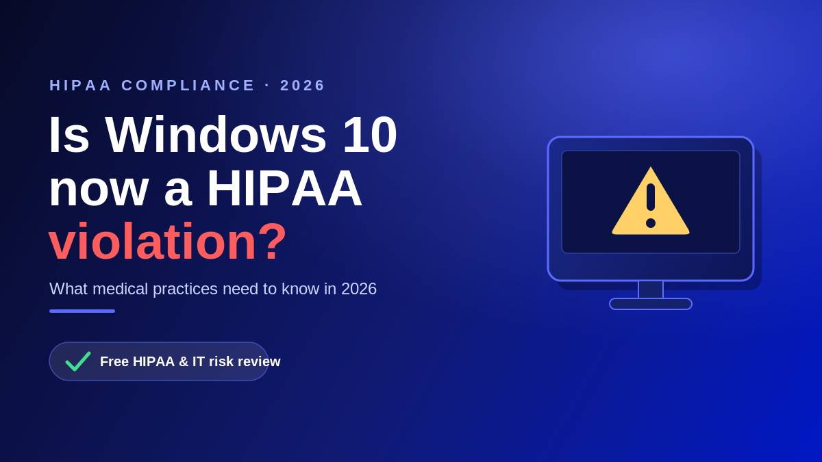 Windows 10 HIPAA compliance for medical practices in 2026